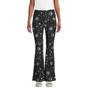 No Boundaries Women's Black Celestial Galaxy Elastic Waistband Flare Leg Pants S